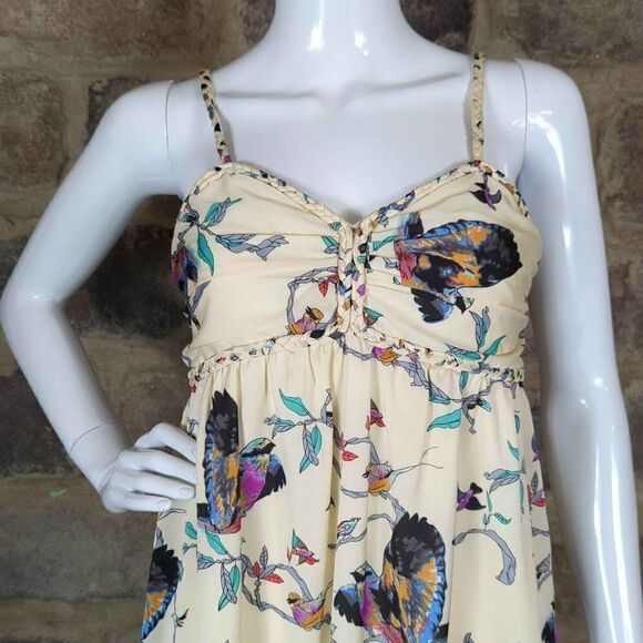PINK Martini Dress Maxi Woman's Size XS Bird Floral Print Summer Lined‎ Braided - Picture 4 of 14